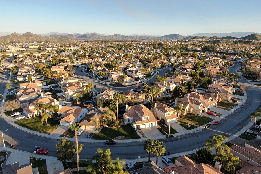 Woodcrest, CA - Aerial View of Suburban Community in Woodcrest in Riverside County California